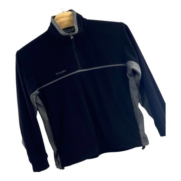 Columbia Long Sleeve Sweatshirt Quarter Zip Fleece Pullover Black Mens Sz Large - Picture 12 of 13